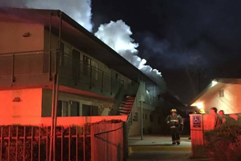 The Las Vegas Fire Department responded to an early morning fire on Monday, March 25, 2019, at an apartment complex at 2717 Kings Way, near Valley View and Sahara. (Las Vegas Fire Department)