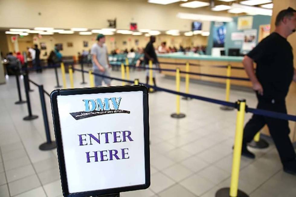 People walk through the line at the DMV office at 2701 E. Sahara Ave., in Las Vegas. (Las Vegas Review-Journal file)