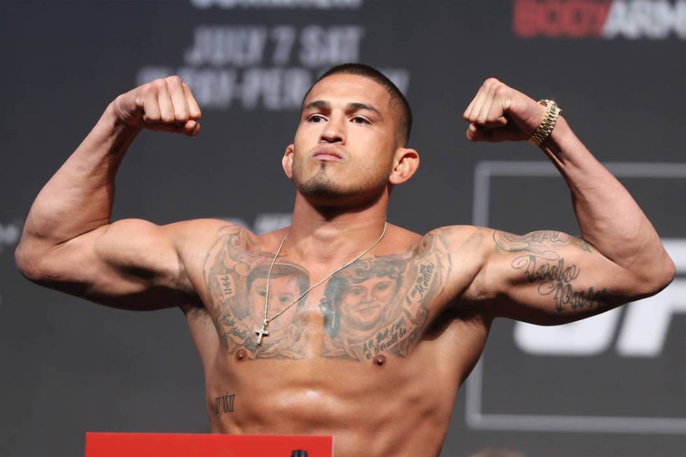 Anthony Pettis during the UFC 226 ceremonial weigh-in event at T-Mobile Arena in Las Vegas, Friday, July 6, 2018. Erik Verduzco Las Vegas Review-Journal @Erik_Verduzco