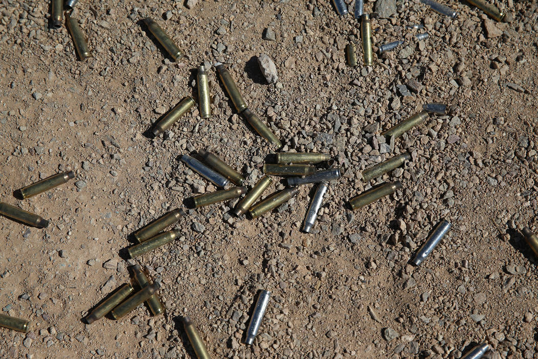 Spent bullet casings at the Metropolitan Police Department firearms range in Las Vegas on Frida ...