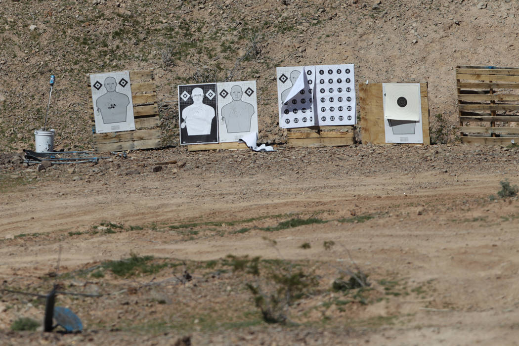 Shooting targets at the Metropolitan Police Department firearms range in Las Vegas on Friday, M ...