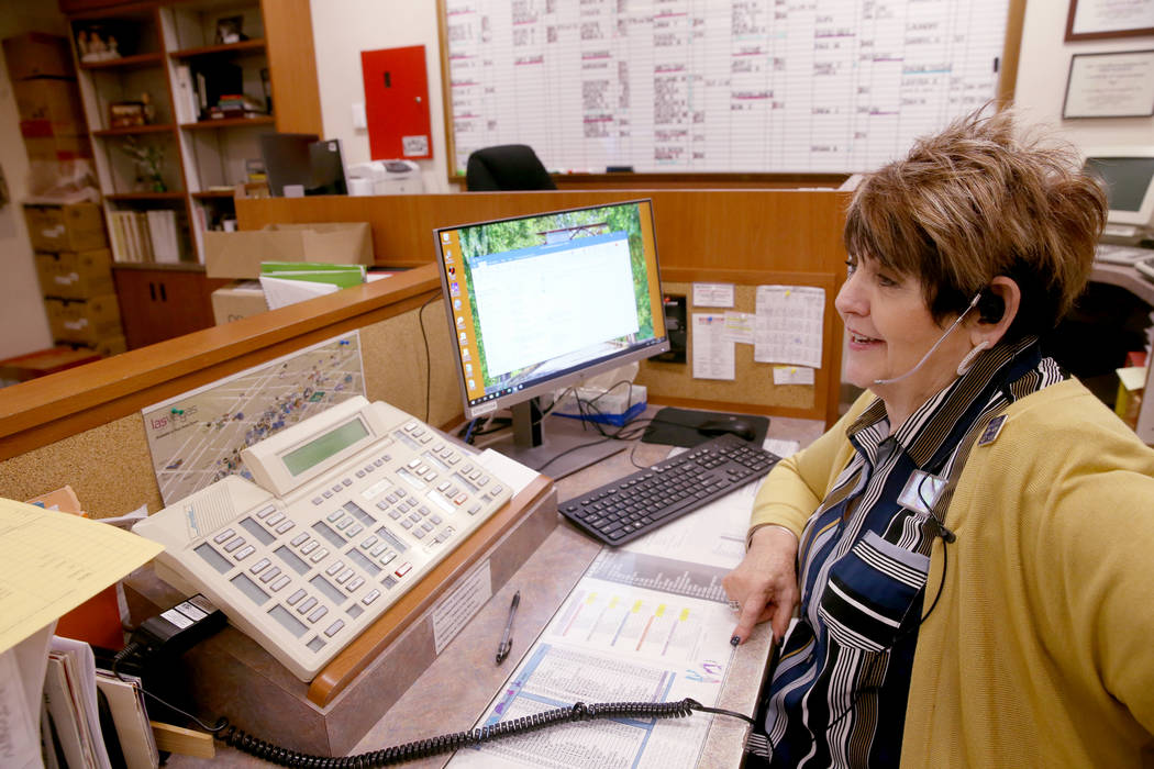 PBX Manager Linda Stone, who has worked at Sam's Town 39 years, at her office Monday, March 25, ...