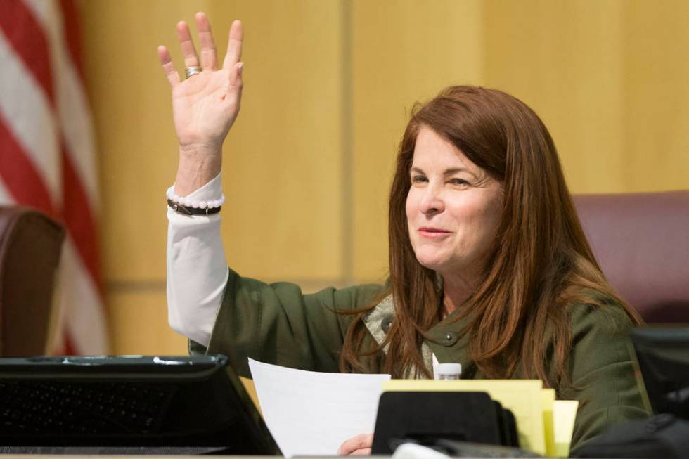 Henderson Mayor Debra March during a city council meeting at Henderson City Hall in Henderson, Tuesday, March 6, 2018. Erik Verduzco Las Vegas Review-Journal @Erik_Verduzco