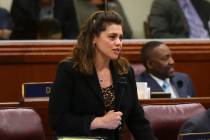 Assembly Majority Leader Teresa Benitez-Thompson, D-Reno, seen at the Legislative Building in C ...