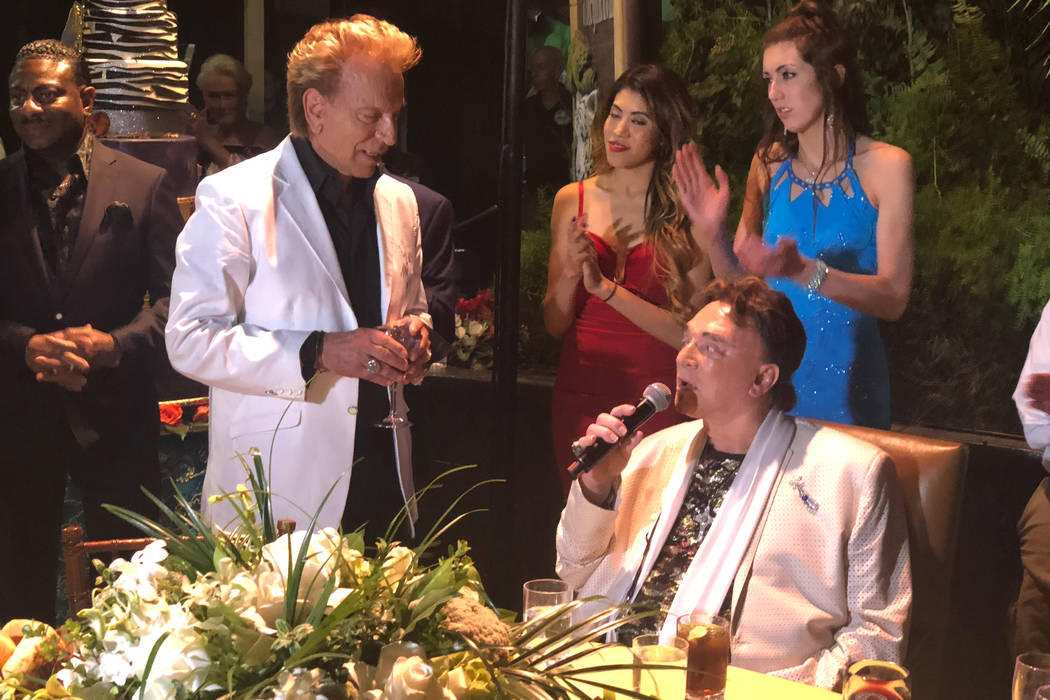 Siegfried & Roy are shown at Roy's birthday party at Siegfried & Roy's Secret Garden, Oct. 4 20 ...