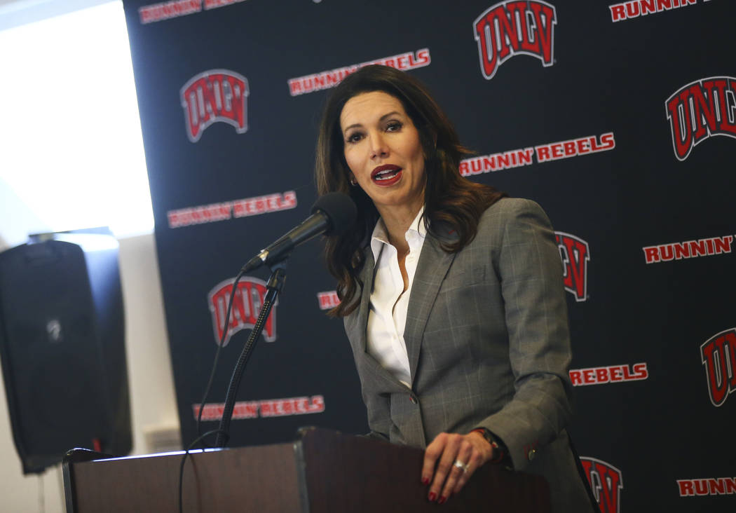 UNLV athletic director Desiree Reed-Francois talks about the search for a new basketball head c ...