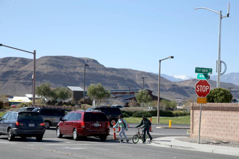 The intersection of South Fort Apache Road and West Arby Avenue at at Faiss Park Wednesday, Mar ...