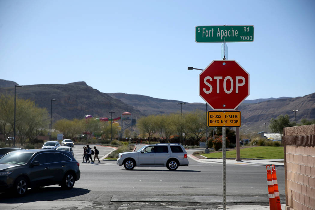 The intersection of South Fort Apache Road and West Arby Avenue at at Faiss Park Wednesday, Mar ...
