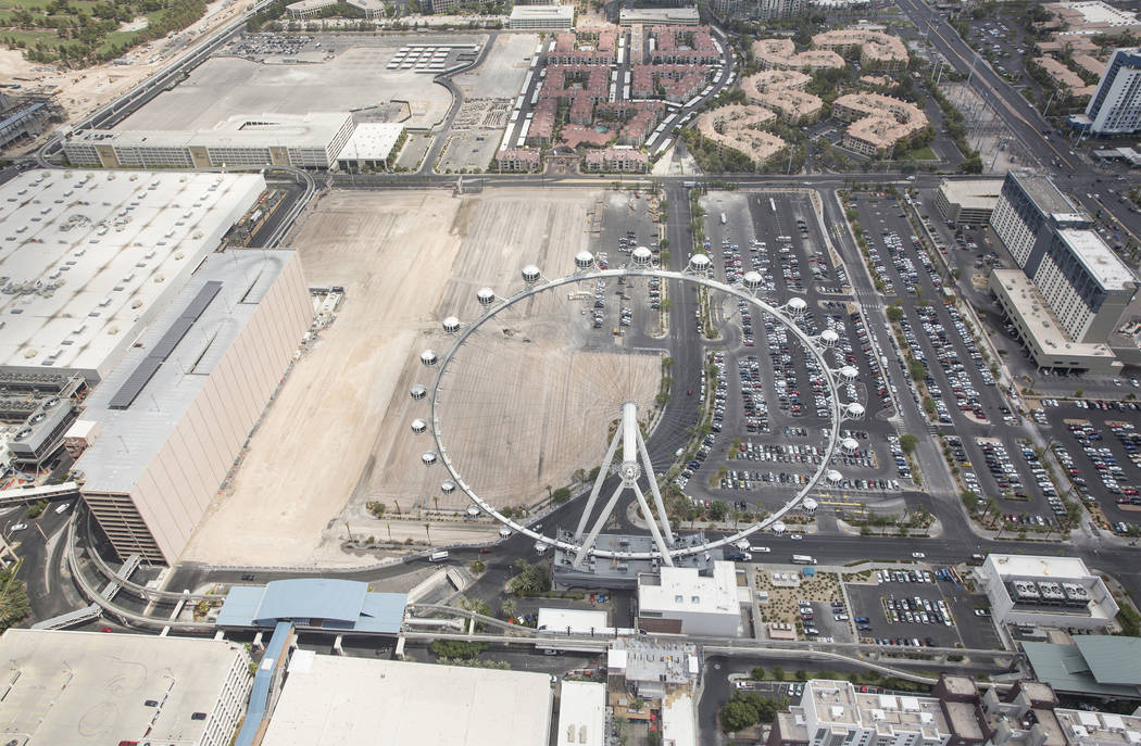 Aerial photos of construction of the future Caesars convention center space east of the High Ro ...