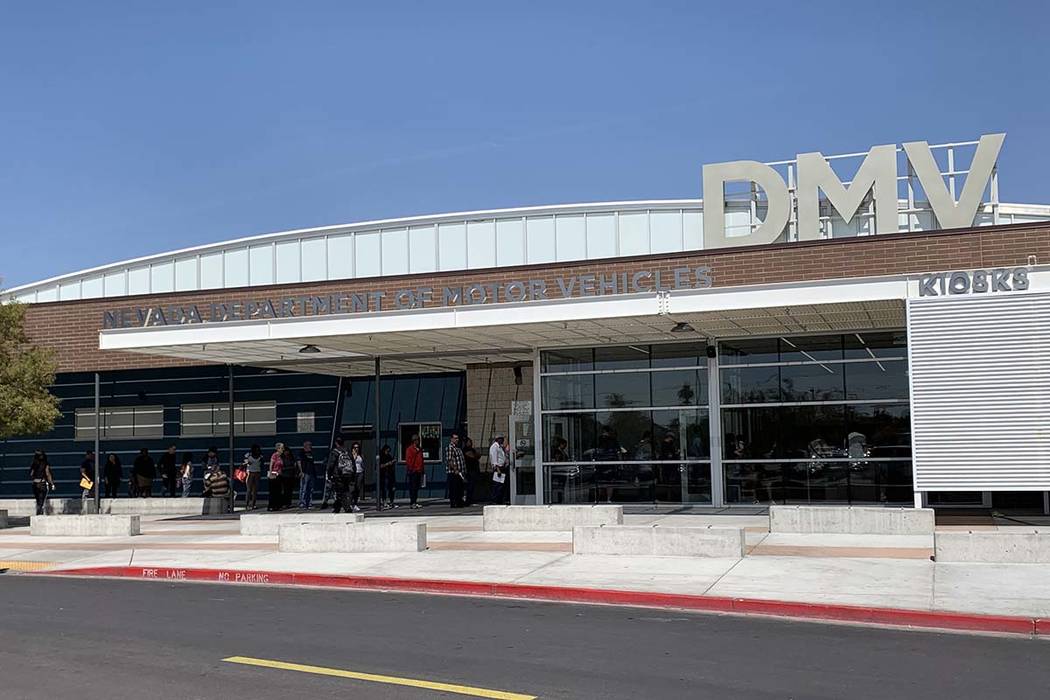 Customers wait in line at the Department of Motor Vehicles office on Sahara Avenue in Las Vegas ...