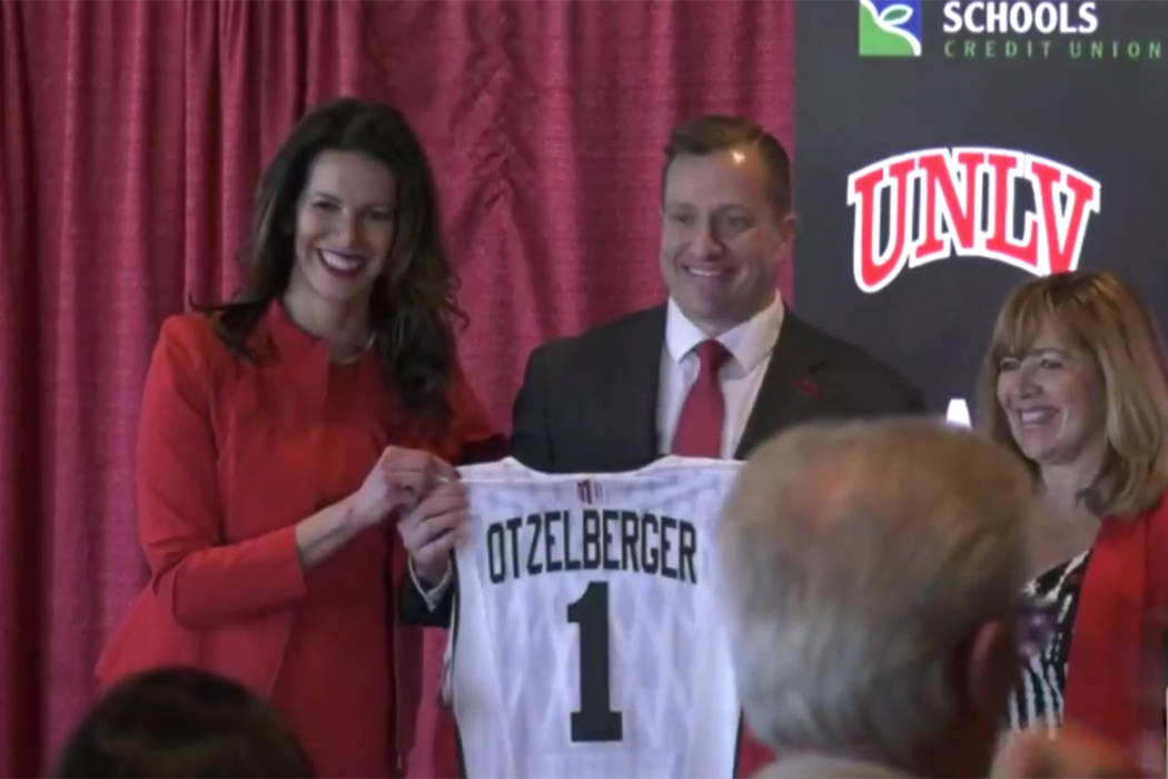 UNLV athletic director Desiree Reed-Francois and acting university president Marta Meana introd ...