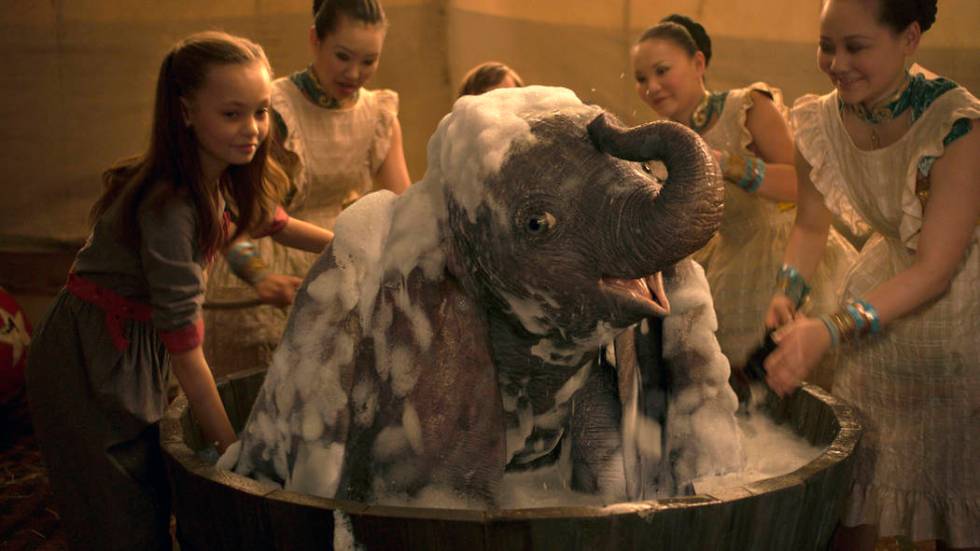 This image released by Disney shows Nico Parker, left, in a scene from "Dumbo." (Disn ...