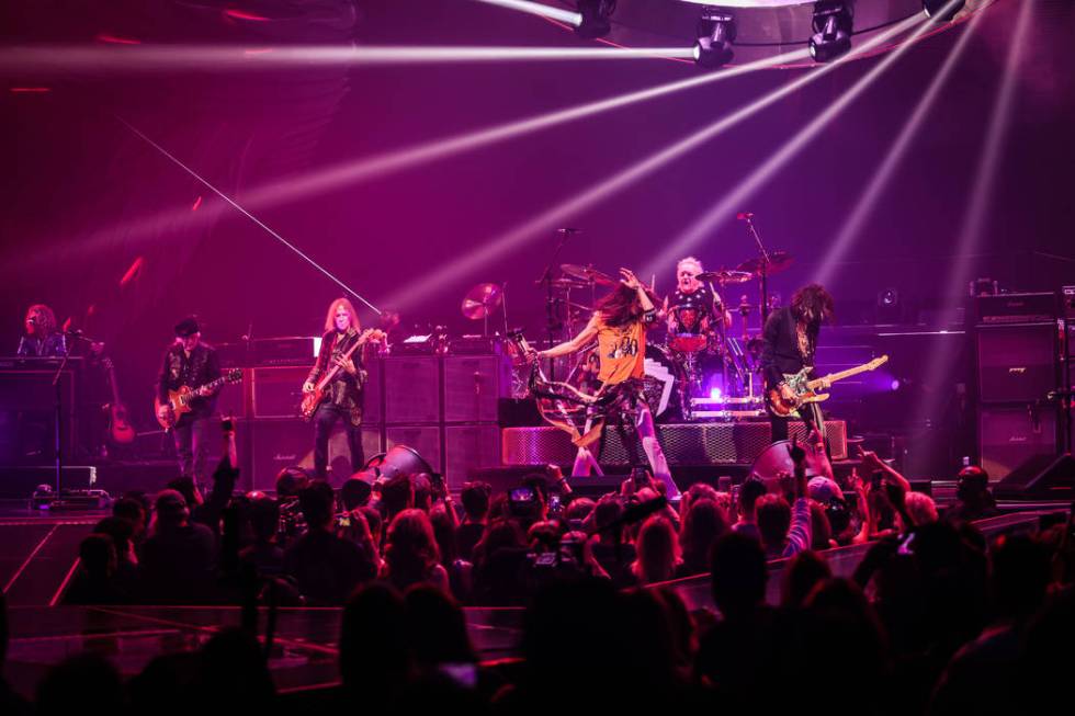 Aerosmith is shown on opening night of its "Deuces Are Wild" residency at Park Theater at Park ...