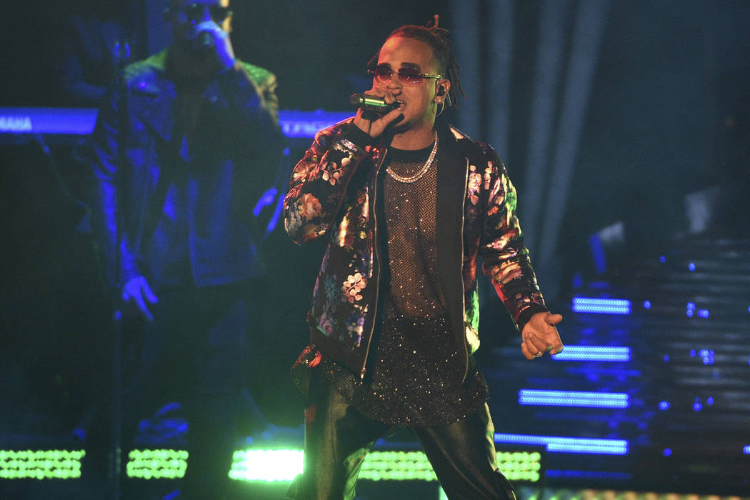 Ozuna performs at the Latin Grammy Awards on Thursday, Nov. 15, 2018, at the MGM Grand Garden A ...