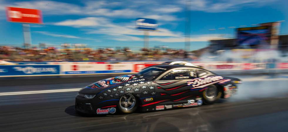 Pro Stock winner Bo Butner blasts out of the start during the NHRA Mello Yellow Drag Racing Ser ...