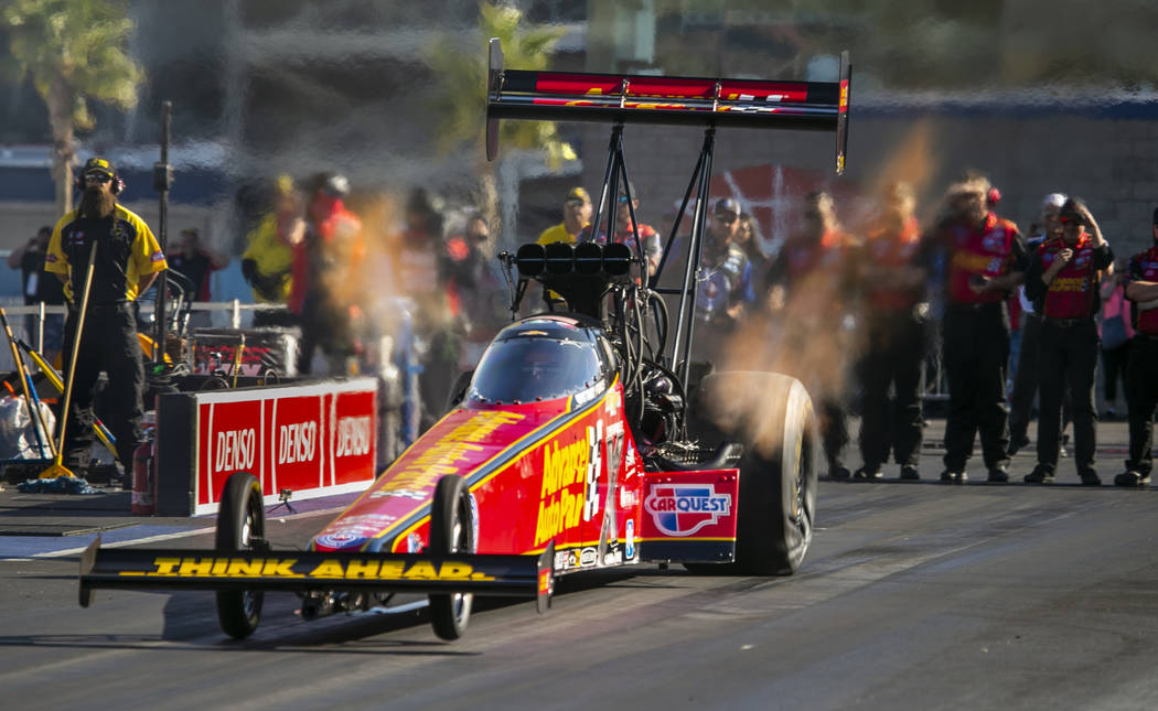 Top Fuel driver Brittany Force blasts off the line during the NHRA Mello Yellow Drag Racing Ser ...