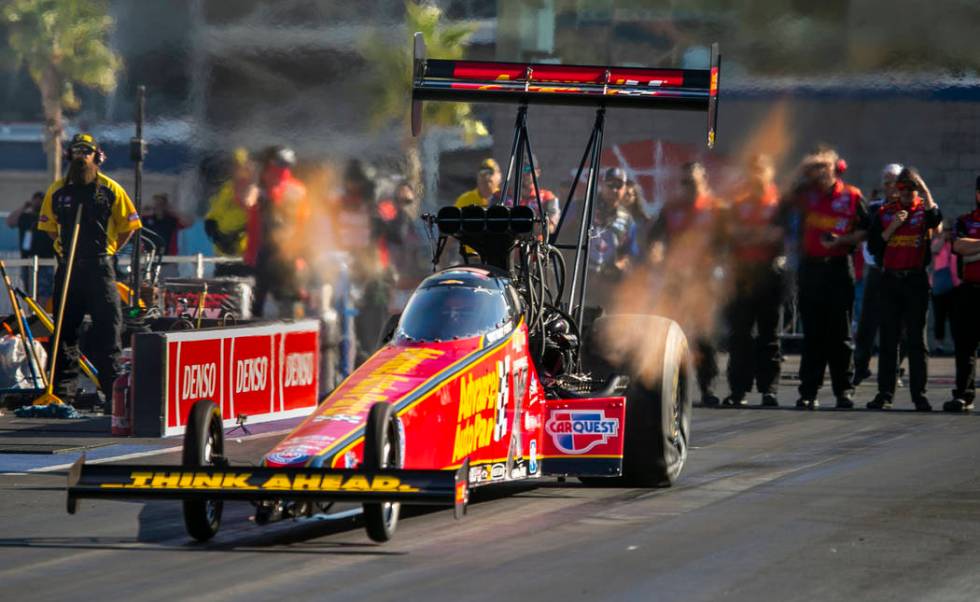 Top Fuel driver Brittany Force blasts off the line during the NHRA Mello Yellow Drag Racing Ser ...