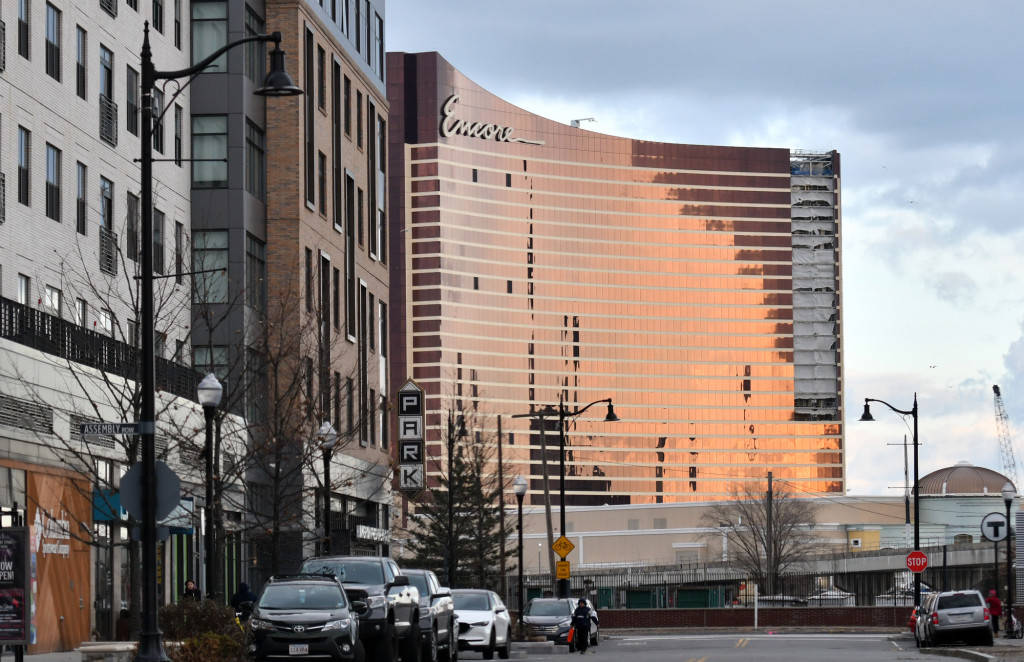 Encore Boston Harbor casino as seen from Assembly Square, Dec. 6, 2018 in Somerville, Massachus ...