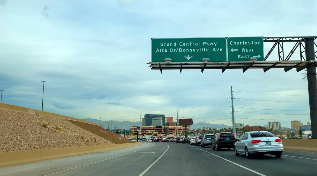 The new Interstate 15 to Charleston Boulevard offramp set up opened to traffic Tuesday, April 0 ...