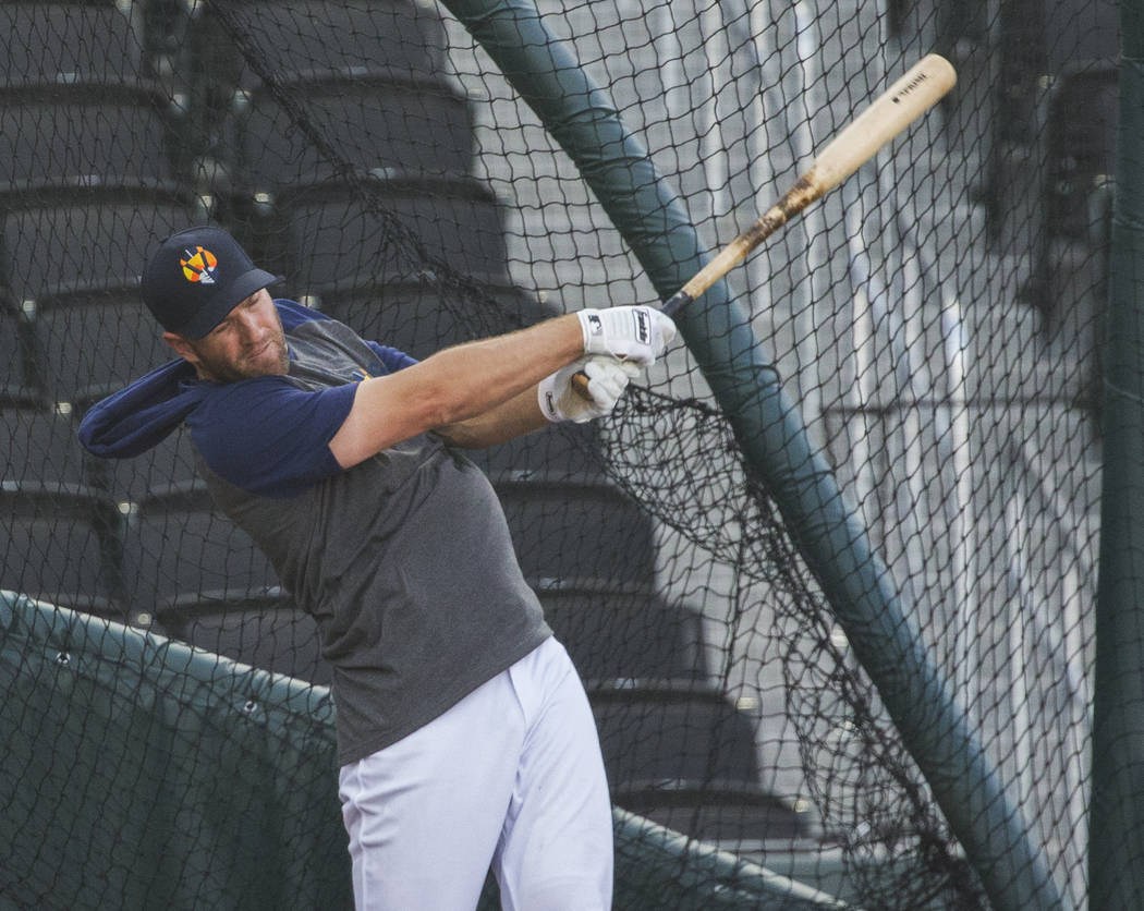 Aviators take batting practice during media day at Las Vegas Ballpark on Tuesday, April 2, 2019 ...