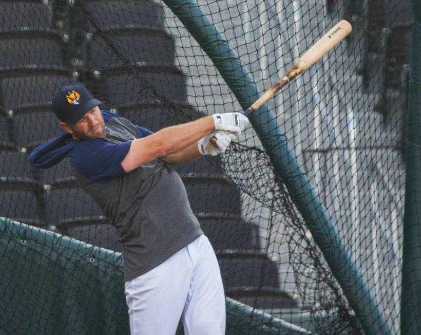 Aviators take batting practice during media day at Las Vegas Ballpark on Tuesday, April 2, 2019 ...