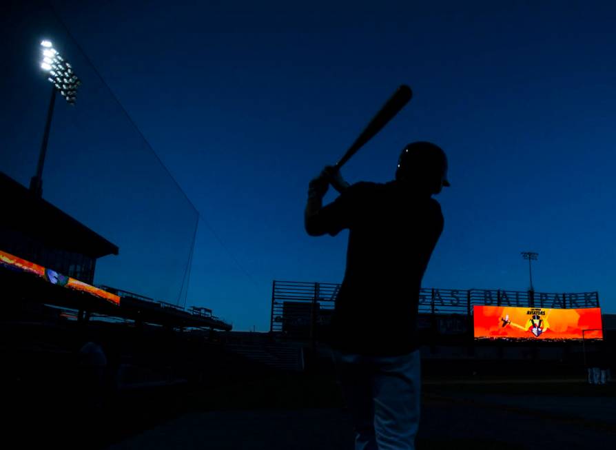 An Aviators player waits on deck during batting practice at media day at Las Vegas Ballpark on ...