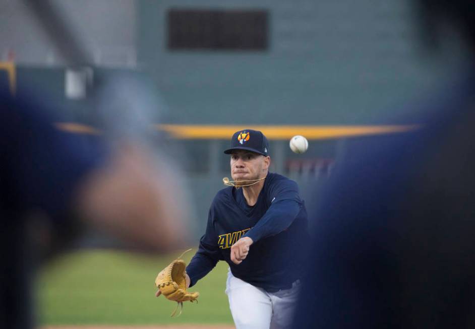 Aviators players work through drills during practice at media day at Las Vegas Ballpark on Tues ...