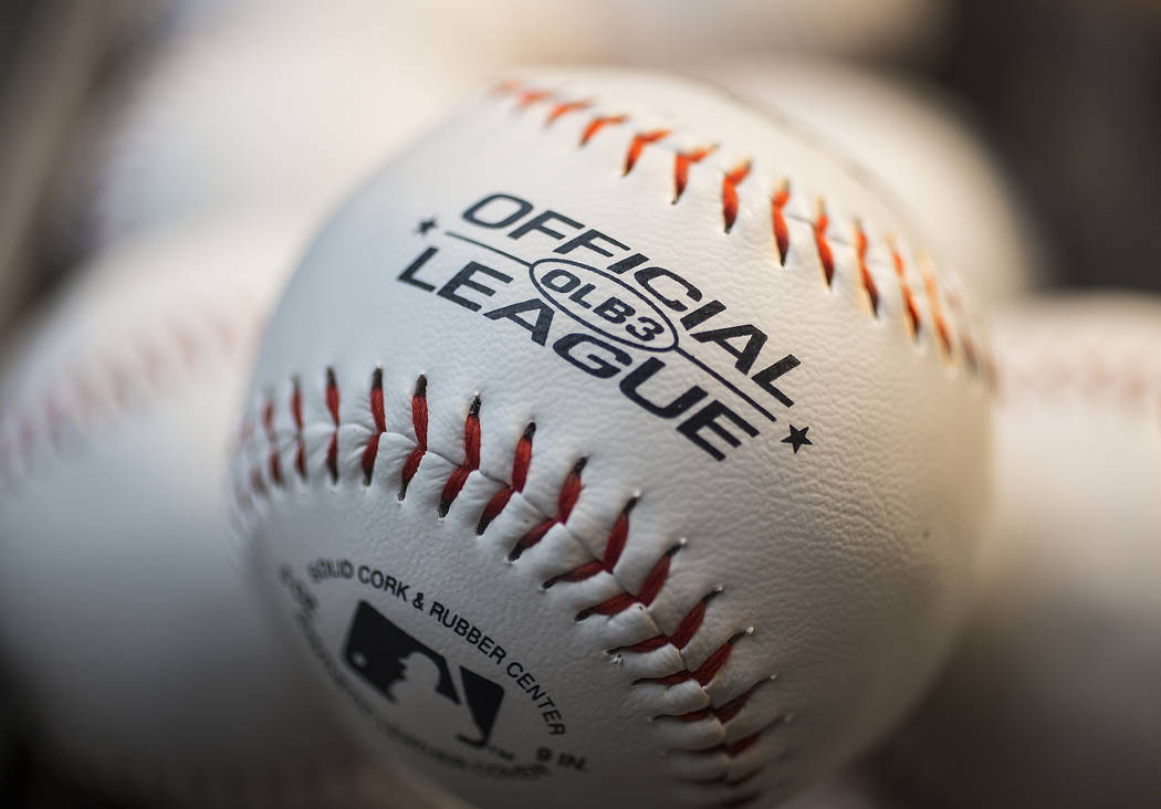 Baseballs at Aviators media day at Las Vegas Ballpark on Tuesday, April 2, 2019, in Las Vegas. ...