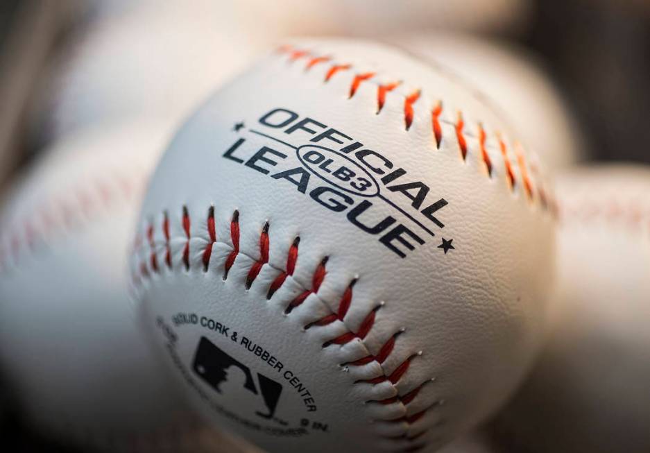 Baseballs at Aviators media day at Las Vegas Ballpark on Tuesday, April 2, 2019, in Las Vegas. ...