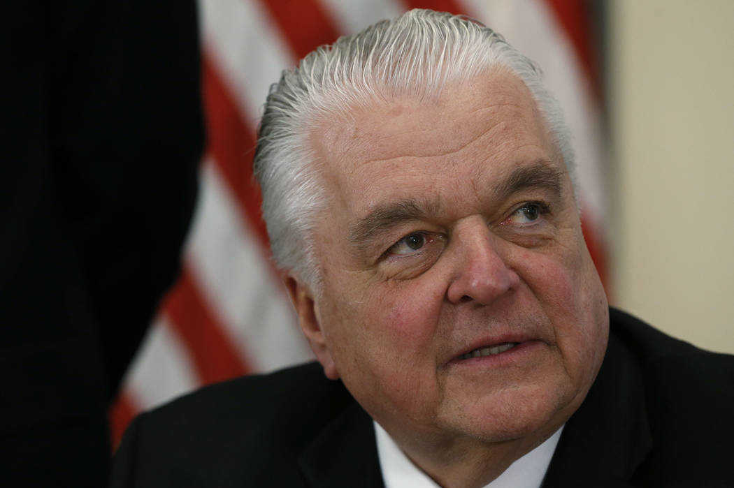 In this Jan. 7, 2019, file photo, Nevada Gov. Steve Sisolak is seen in Carson City, Nev. (Cathl ...