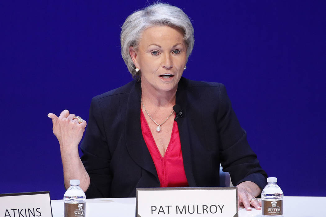 Wynn Resorts Ltd. board member Pat Mulroy speaks during a women's forum at the Wynn hotel and c ...