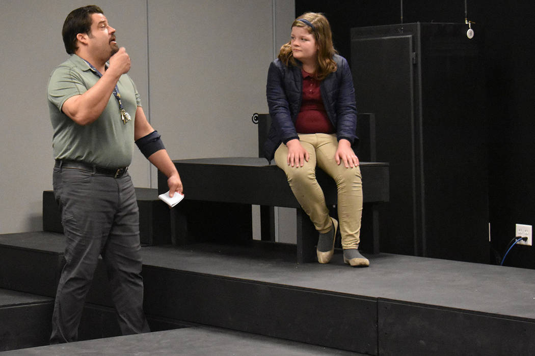 Michael Erickson, musical director, gives Grace Wilkins pointers. (Rachel Spacek/Las Vegas Revi ...