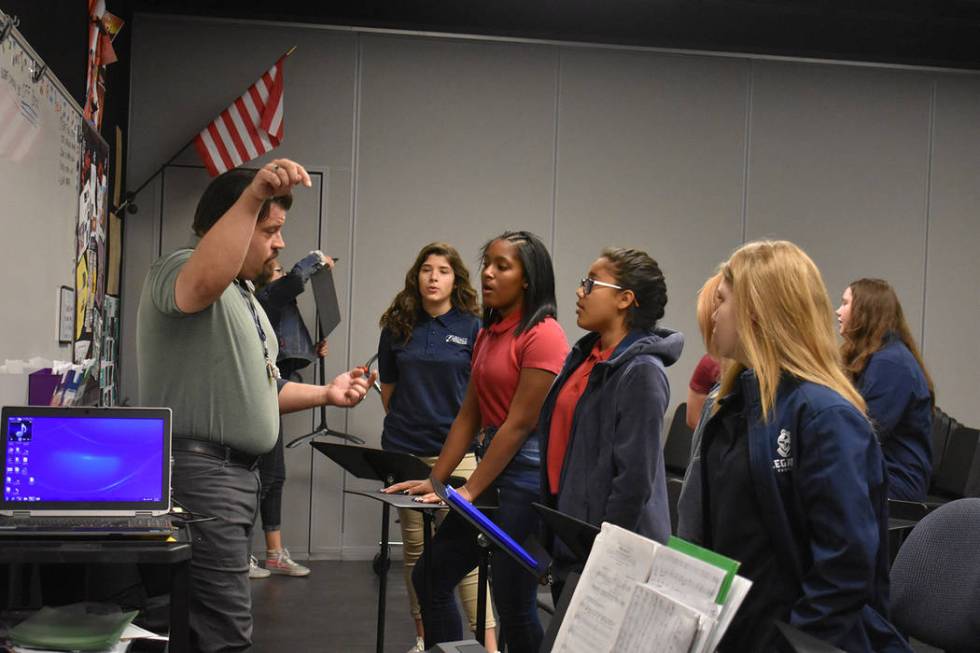 Michael Erickson conducts his choir class on Thursday, March 28. Rachel Spacek/Las Vegas Review ...