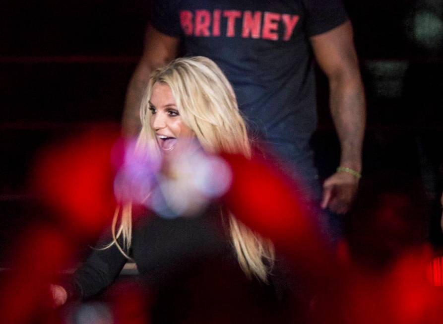 Britney Spears signs autographs during an event to announce her new residency at The Park Theat ...