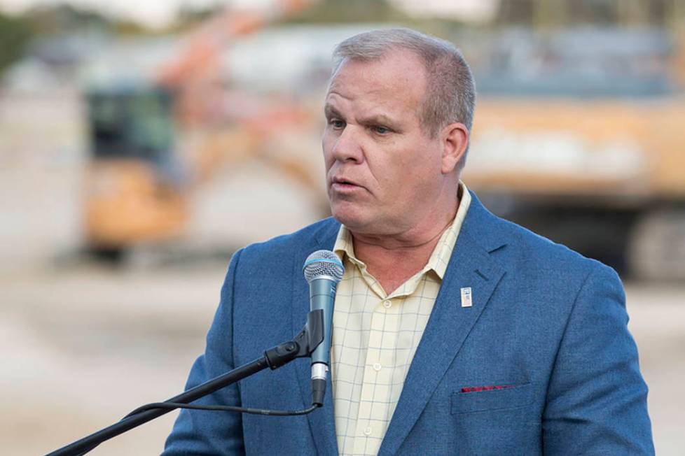 Clark County School District Trustee Kevin L. Child speaks during a groundbreaking ceremony for ...