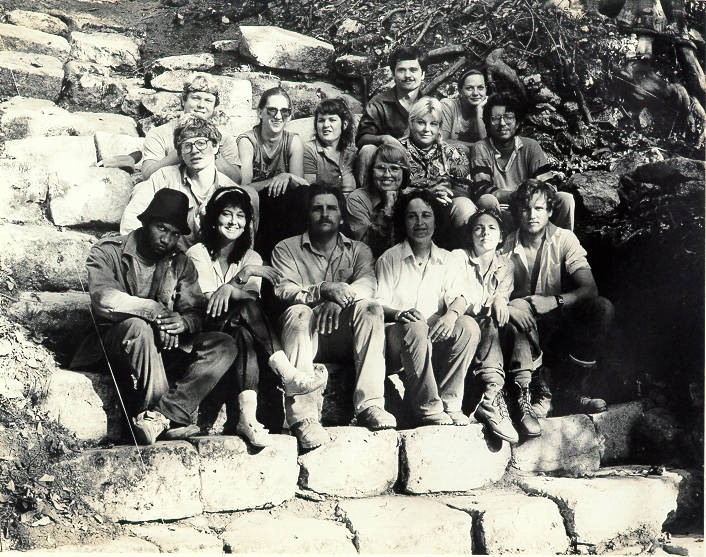 Arlen and Diane Chase, in the middle of the front row, pose with the crew from their first fiel ...