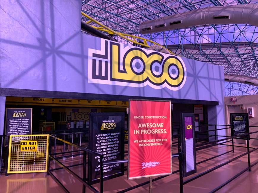 The closed El Loco roller coaster in Circus Circus Adventuredome in Las Vegas Thursday, April 4 ...