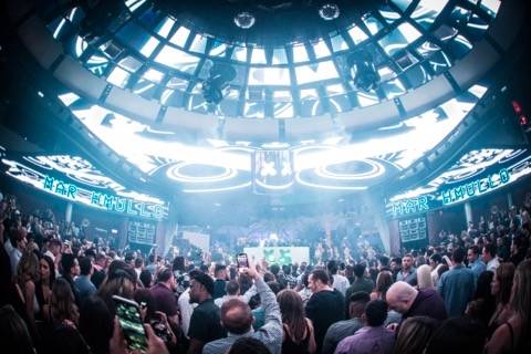 Superstar DJ Marshmello is shown at the opening-night scene at Kaos Nightclub and Dayclub at th ...