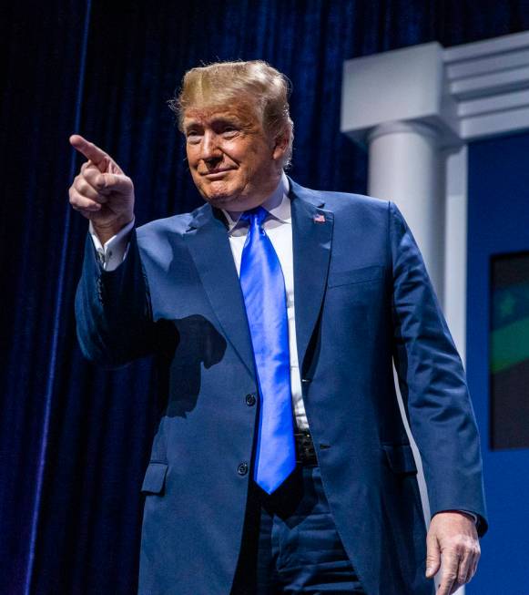 President Donald J. Trump greets the Republican Jewish Coalition during the RJC's annual leader ...