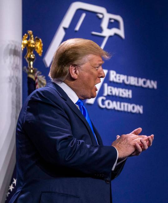 President Donald J. Trump addresses the Republican Jewish Coalition during the RJC's annual lea ...