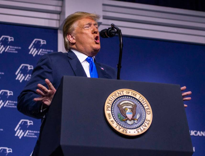 President Donald J. Trump addresses the Republican Jewish Coalition during the RJC's annual lea ...