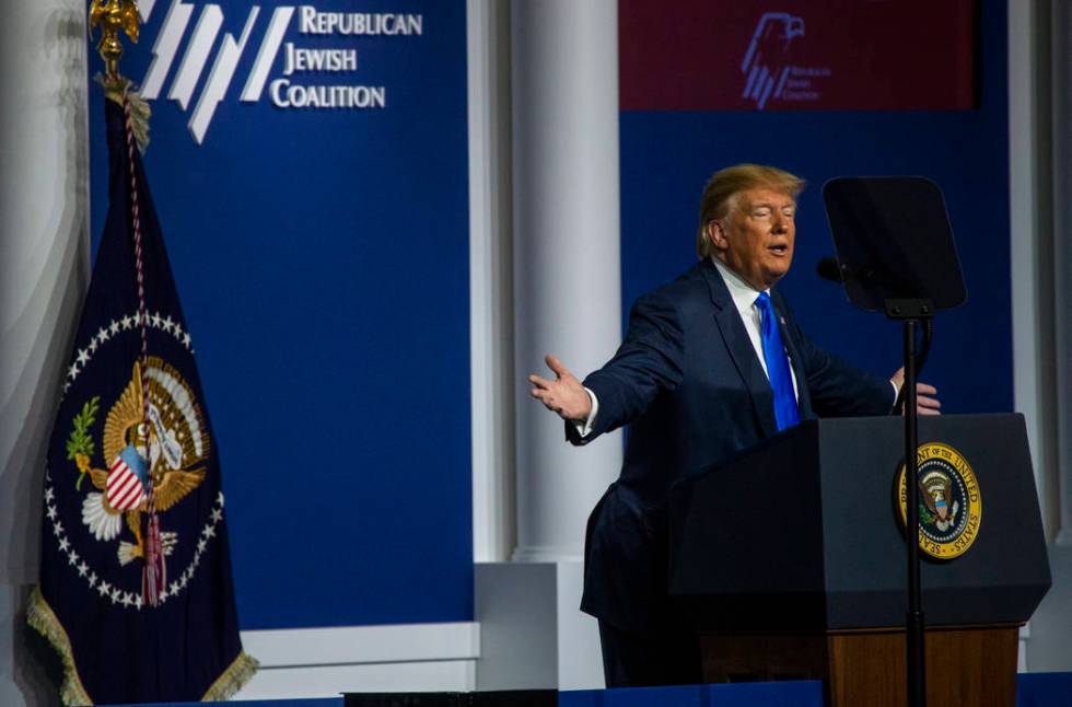 President Donald J. Trump addresses the Republican Jewish Coalition during the RJC's annual lea ...