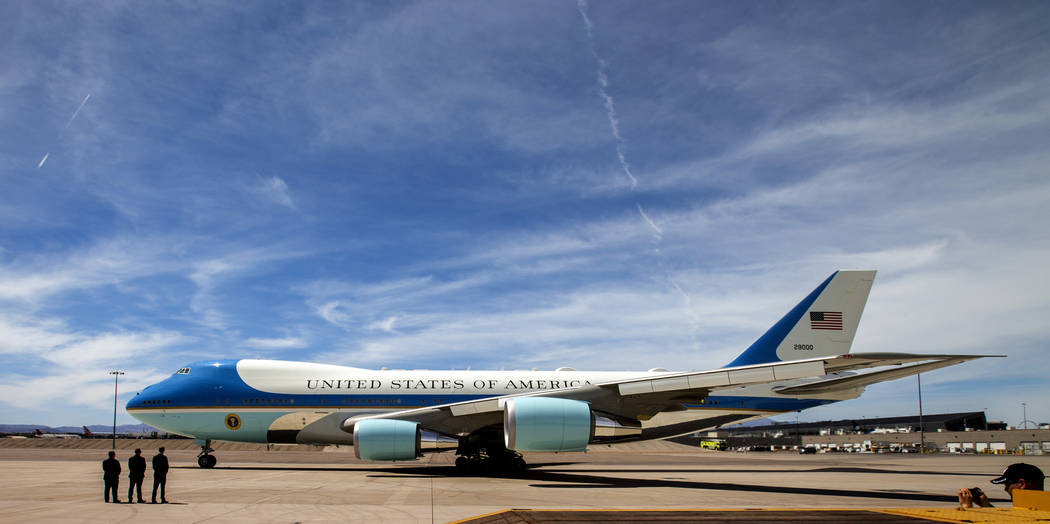 President Donald J. Trump departs from McCarran International Airport on Air Force One after ad ...