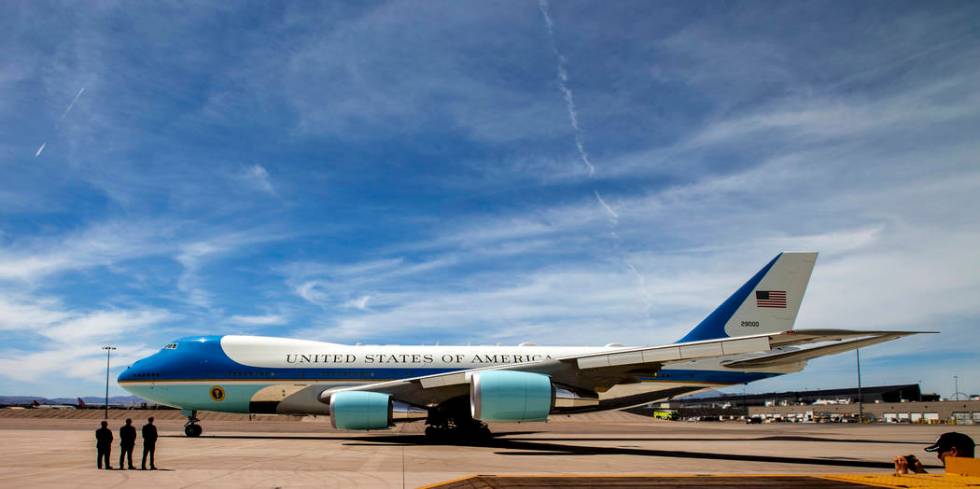 President Donald J. Trump departs from McCarran International Airport on Air Force One after ad ...