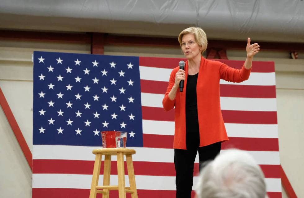 Democratic presidential candidate Sen. Elizabeth Warren, D-Mass., speaks during a campaign rall ...