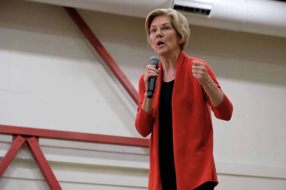 Democratic presidential candidate Sen. Elizabeth Warren, D-Mass., speaks during a campaign rall ...