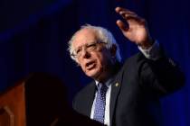 Democratic presidential candidate Sen. Bernie Sanders, I-Vt., speaks at the International Assoc ...
