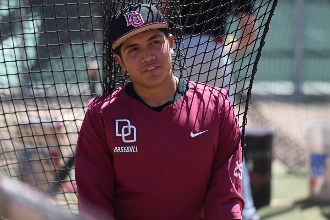 Desert Oasis senior Aaron Roberts, 18, during a team practice at Desert Oasis High School in La ...