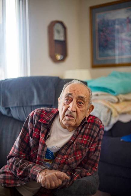 Onofrio "No-No" Zicari, 96, speaks to the Review-Journal at his home in Las Vegas, Th ...