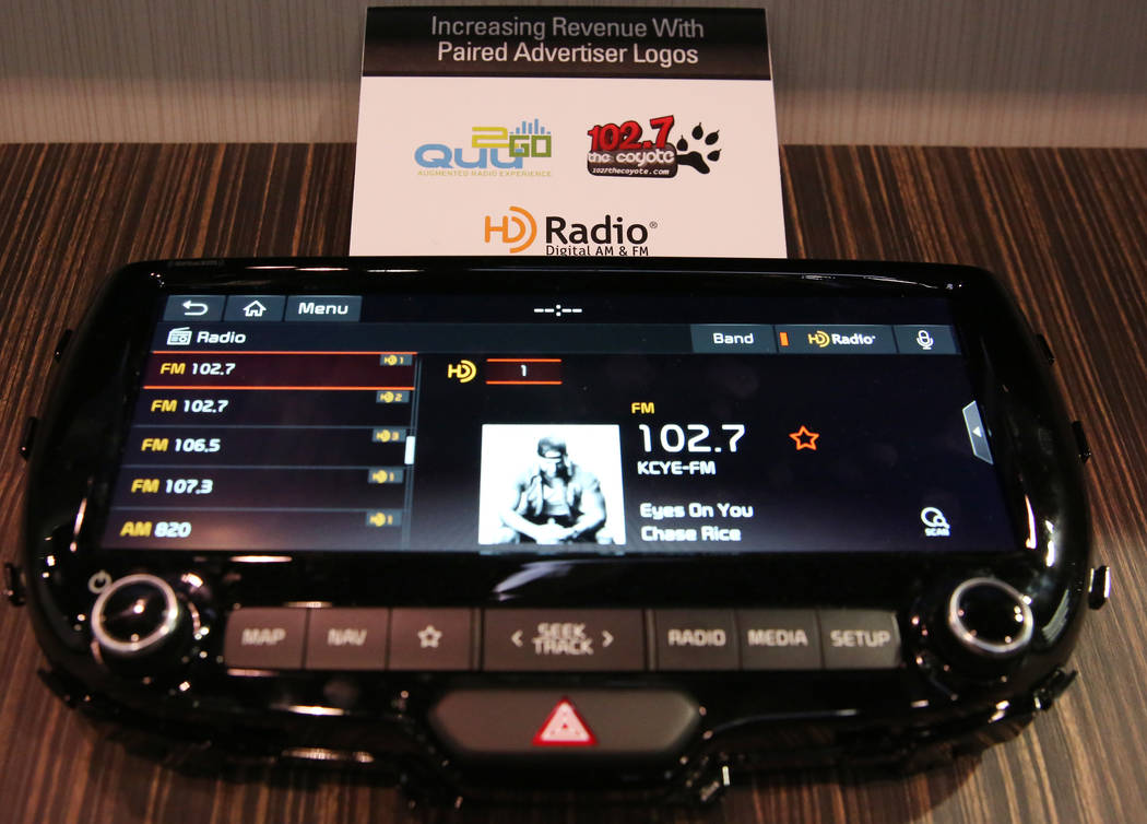 An HD Radio digital display is seen during the National Association of Broadcasters (NAB) show ...